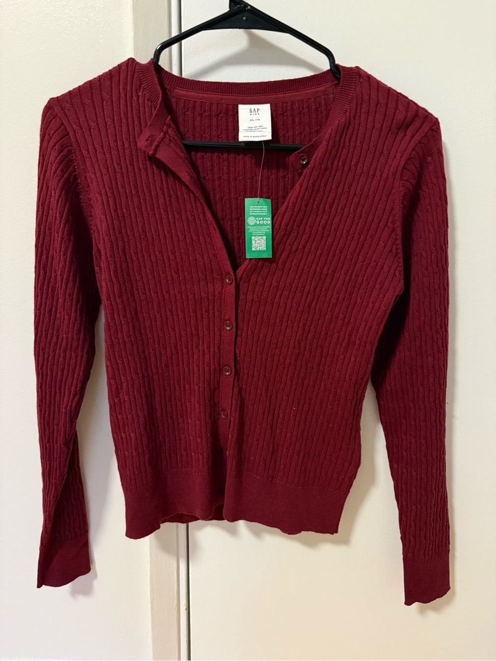 GAP Ribbed Button-Up Cardigan Sweater - Deep Wine